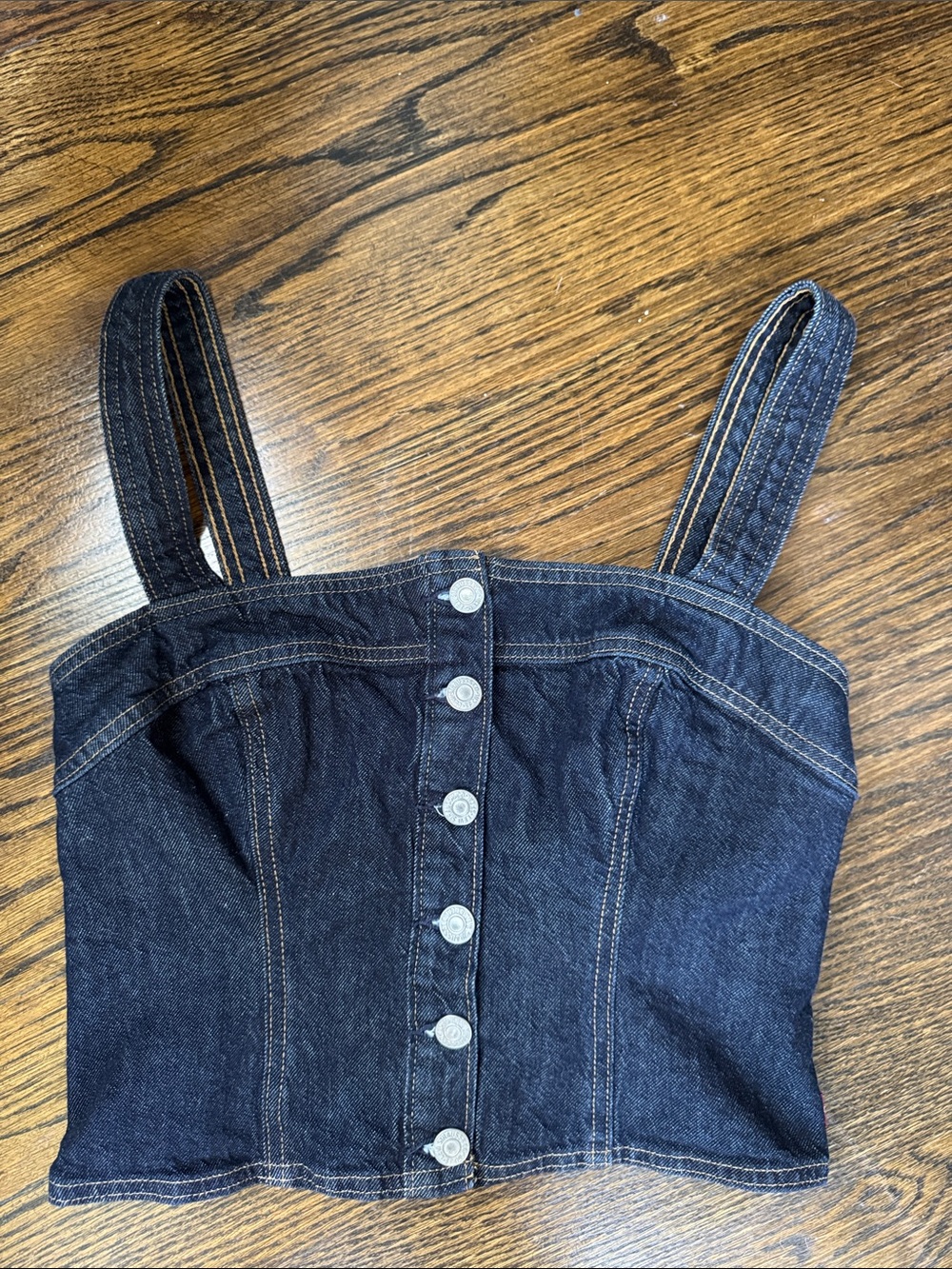 Levi's Dark Blue Denim Button-Front Crop Top